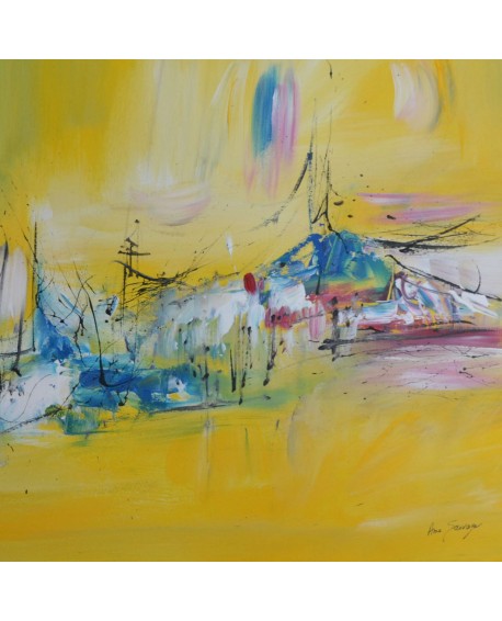 tableau abstrait jaune
