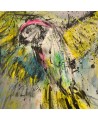 tableau abstrait multicolore perroquet
