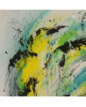 tableau abstrait jaune bleu vert