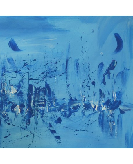 tableau abstrait bleu en monochrome