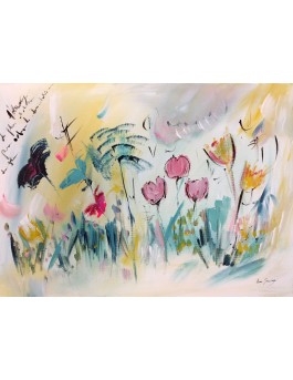 tableau contemporain de fleurs