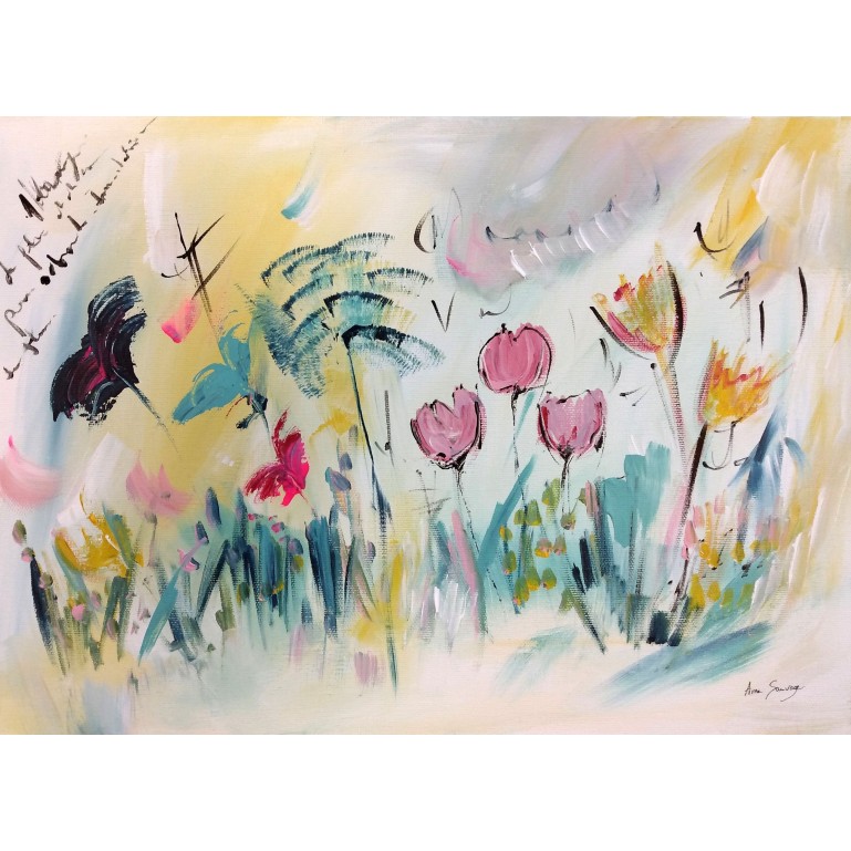tableau contemporain de fleurs