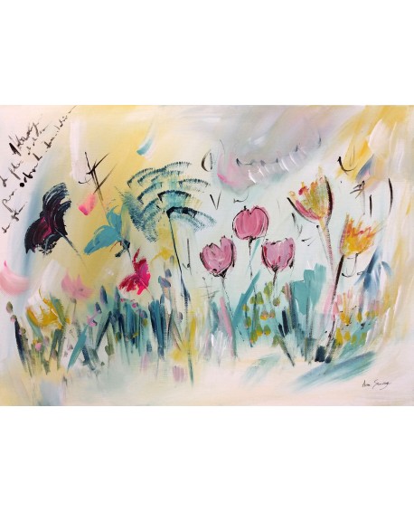 tableau contemporain de fleurs