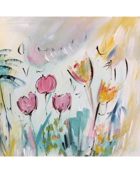 tableau contemporain de fleurs