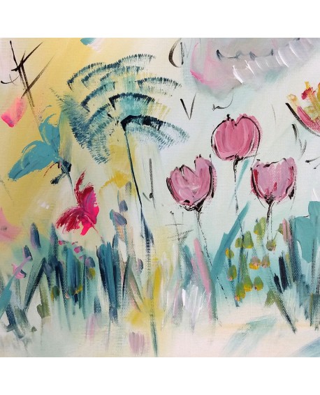 tableau contemporain de fleurs