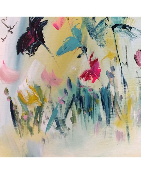 tableau contemporain de fleurs