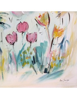tableau contemporain de fleurs
