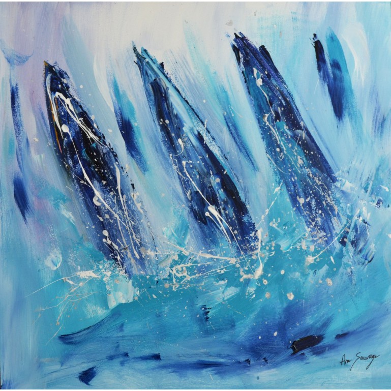 tableau abstrait de voiliers en mer