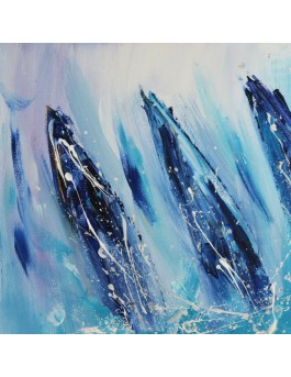 tableau abstrait de voiliers en mer