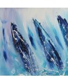 tableau abstrait de voiliers en mer