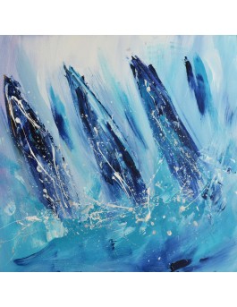 tableau abstrait de voiliers en mer