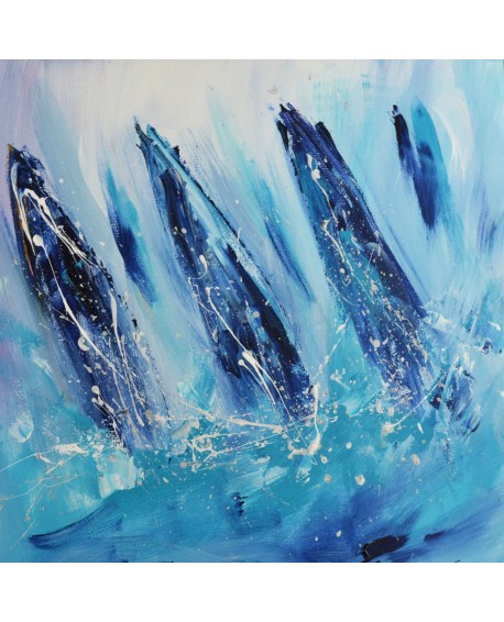 tableau abstrait de voiliers en mer