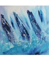 tableau abstrait de voiliers en mer