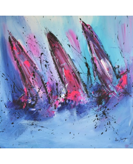 tableau abstrait de bateaux en mer