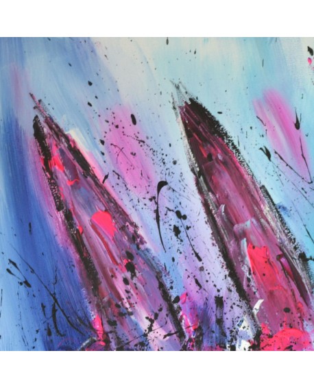 tableau abstrait de bateaux en mer