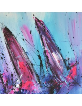 tableau abstrait de bateaux en mer