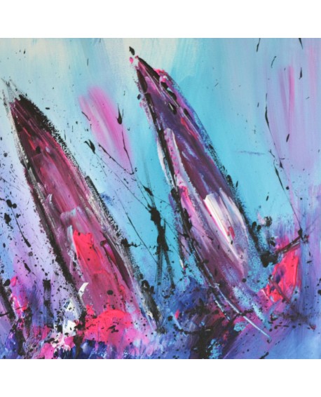 tableau abstrait de bateaux en mer