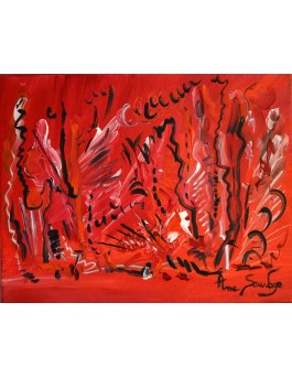 tableau abstrait rouge