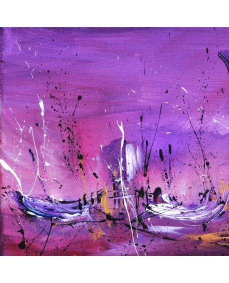 tableau abstrait violet bateaux