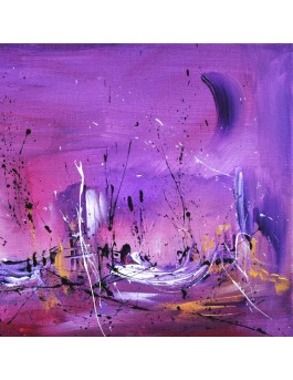 tableau abstrait violet bateaux