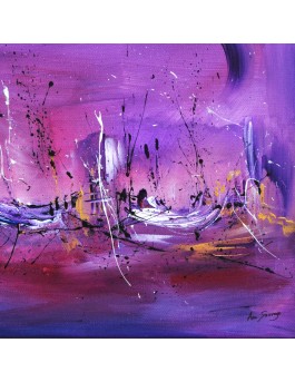 tableau abstrait violet bateaux