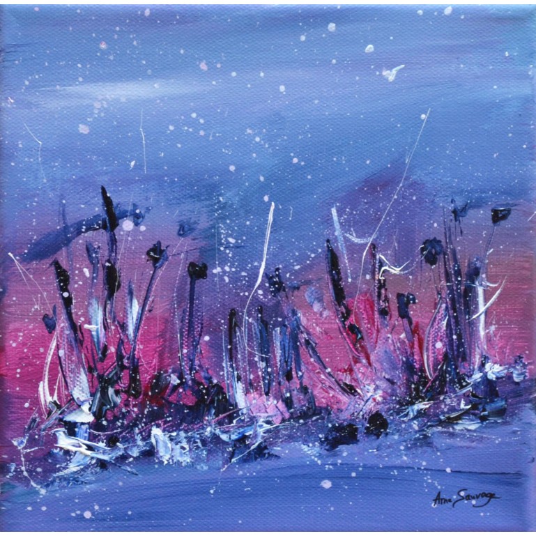 tableau abstrait bleu rose