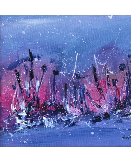 tableau abstrait bleu rose