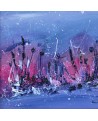 tableau abstrait bleu rose