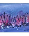 tableau abstrait bleu rose