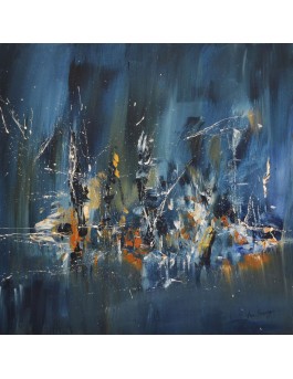 tableau abstrait moderne bleu