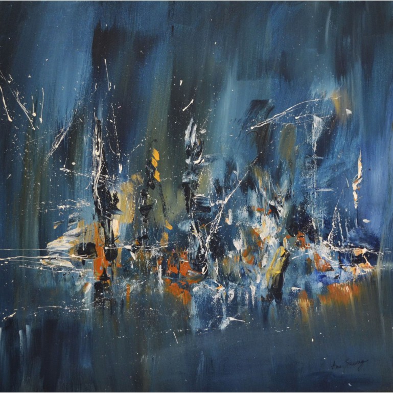 tableau abstrait moderne bleu
