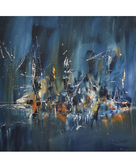 tableau abstrait moderne bleu
