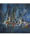tableau abstrait moderne bleu