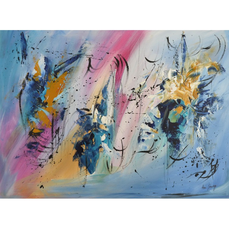 peinture abstraite moderne sur plaque de bois