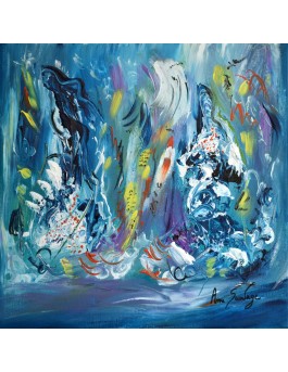 peinture abstraite bleue la danse des sirènes