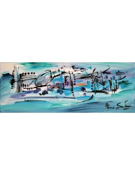 tableau abstrait panoramique vert