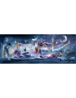 Tableau panoramique abstrait "la nuit est belle"