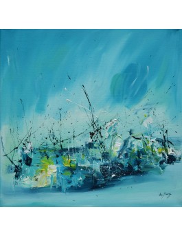 tableau bleu au couteau