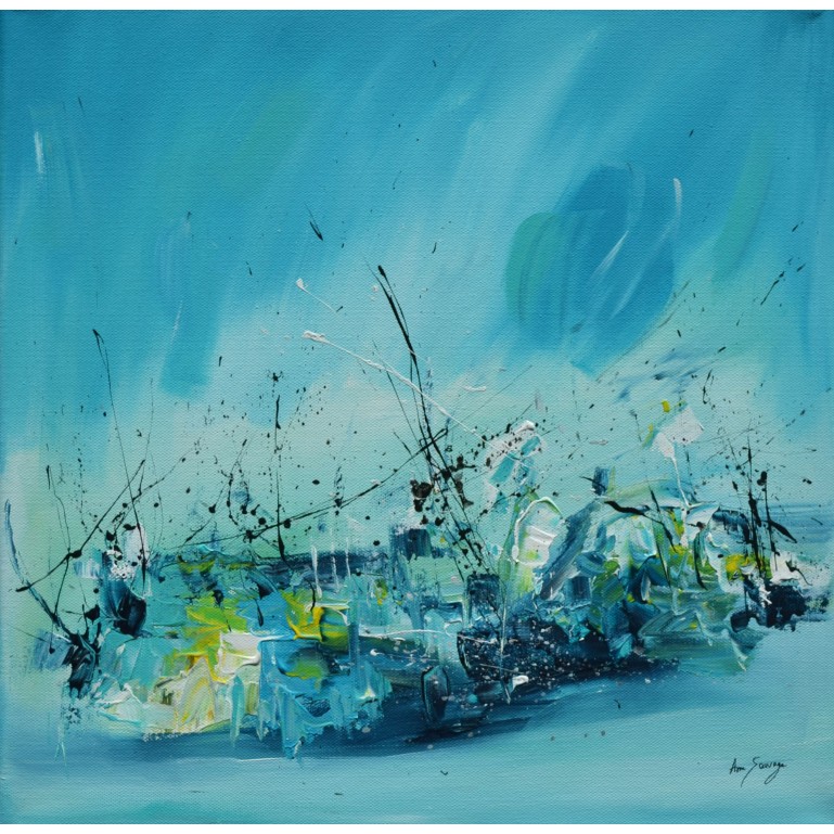 tableau bleu au couteau