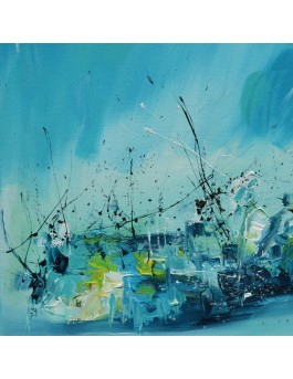 tableau bleu au couteau