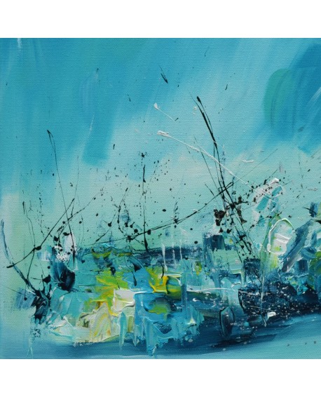 tableau bleu au couteau