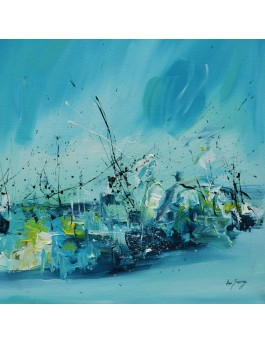tableau bleu au couteau