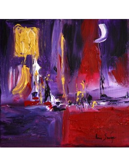 Tableau abstrait violet mauve rouge