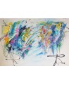 grand tableau abstrait multicolore 