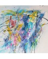 grand tableau abstrait multicolore 