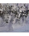 tableau abstrait contemporain gris violet