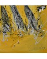 tableau abstrait jaune moutarde et gris voiliers