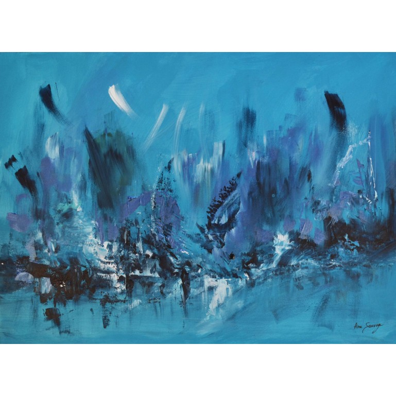 peinture abstraite moderne bleue