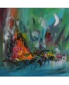 Peinture moderne bleu vert