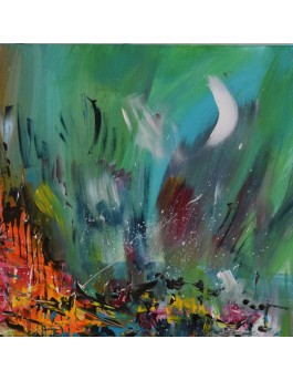 Peinture moderne bleu vert